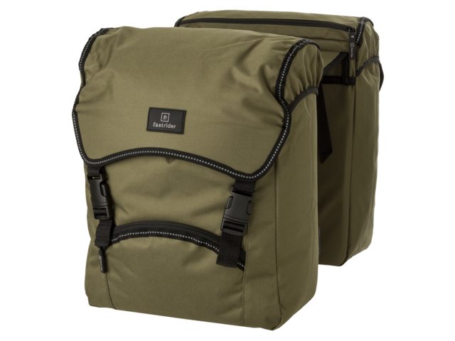 FastRider Unibag Traffic Dubbele Fietstas Legergroen - Fietsenconcurrent.nl