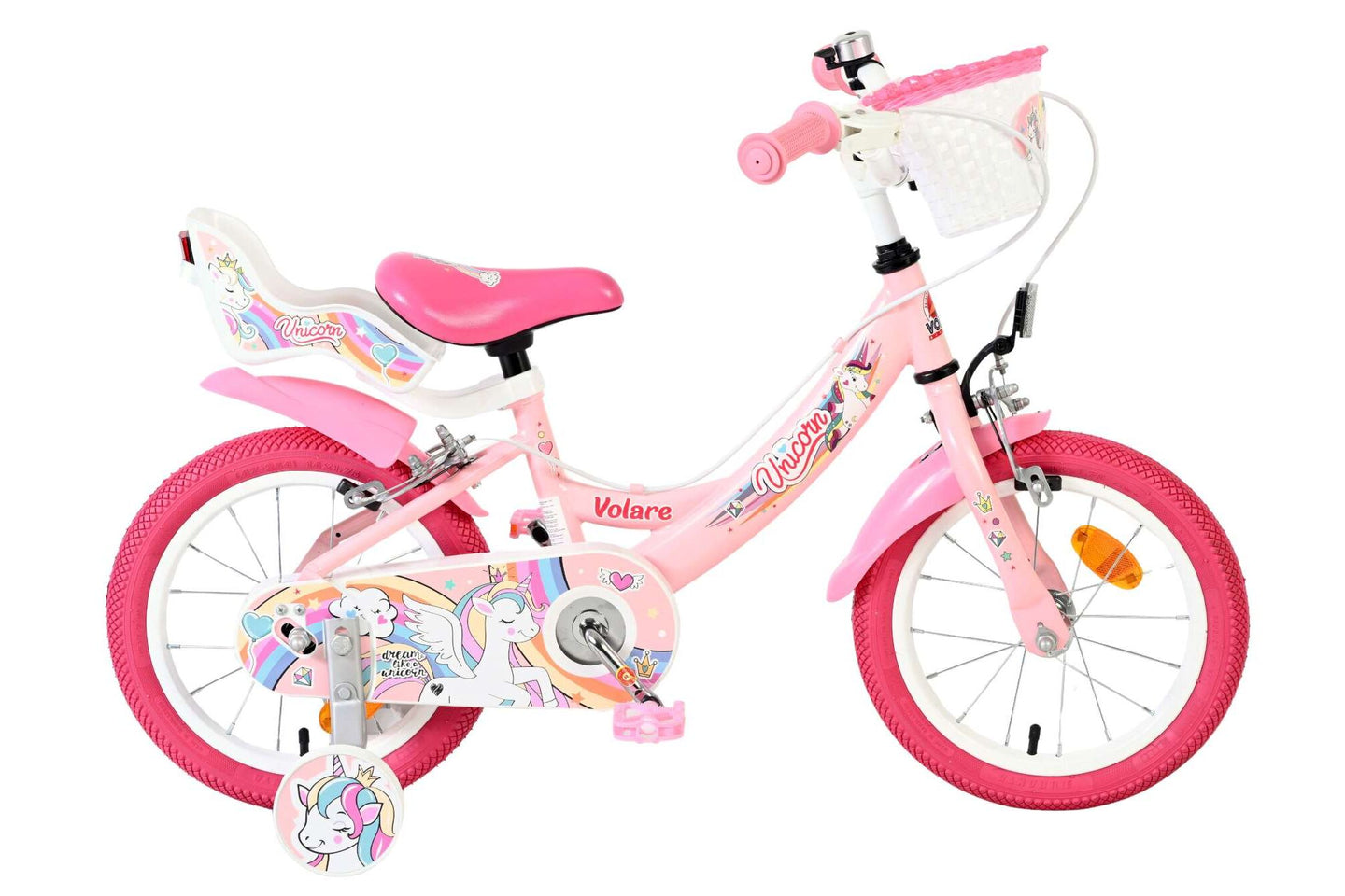 Volare Unicorn 14 inch 2026 Meisjes Twee handremmen - Fietsenconcurrent.nl