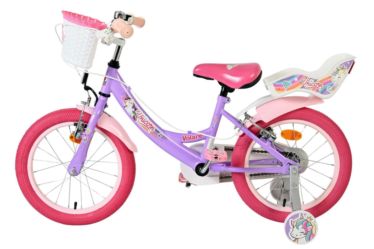 Volare Unicorn 16 inch 2026 Meisjes Twee handremmen - Fietsenconcurrent.nl