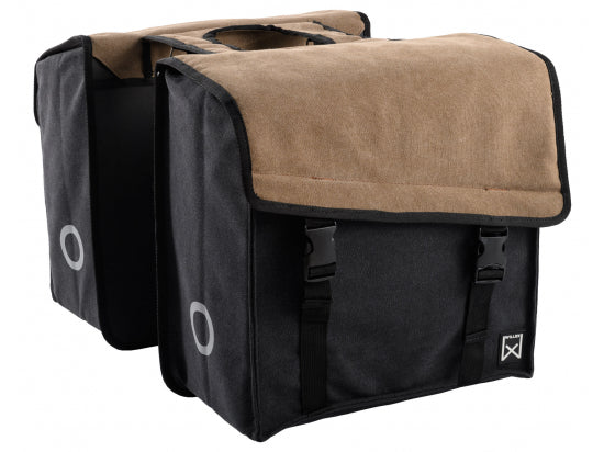 Willex Dubbele Canvas Tas 101 Bruin/Zwart - Fietsenconcurrent.nl